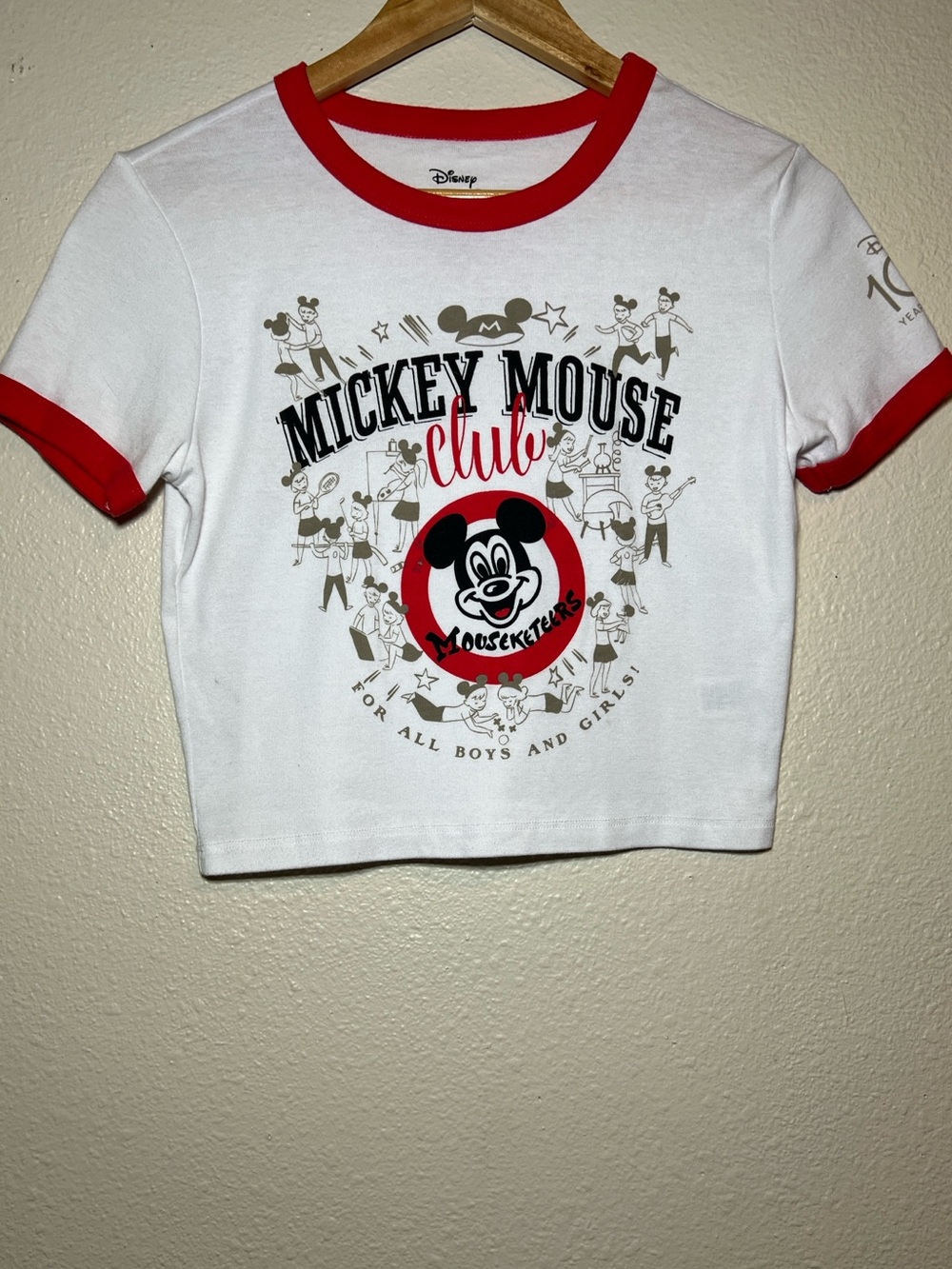 Disney 100th Mickey Mouse Club Mouseketeers Cropped T-Shirt Size Large